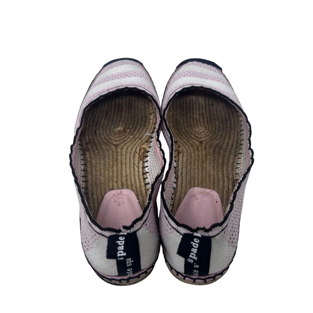 Kate Spade Espadrille Flat Womens 8.5 Knottingham Pink White Stripe Knit - Picture 7 of 10